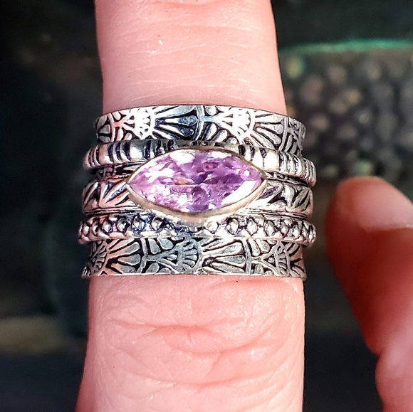 New Pink Topaz 925 Silver Spinner Meditation Ring. - Picture 8 of 10